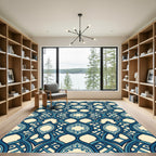 Teal Lattice Arabesque Jewel Rug