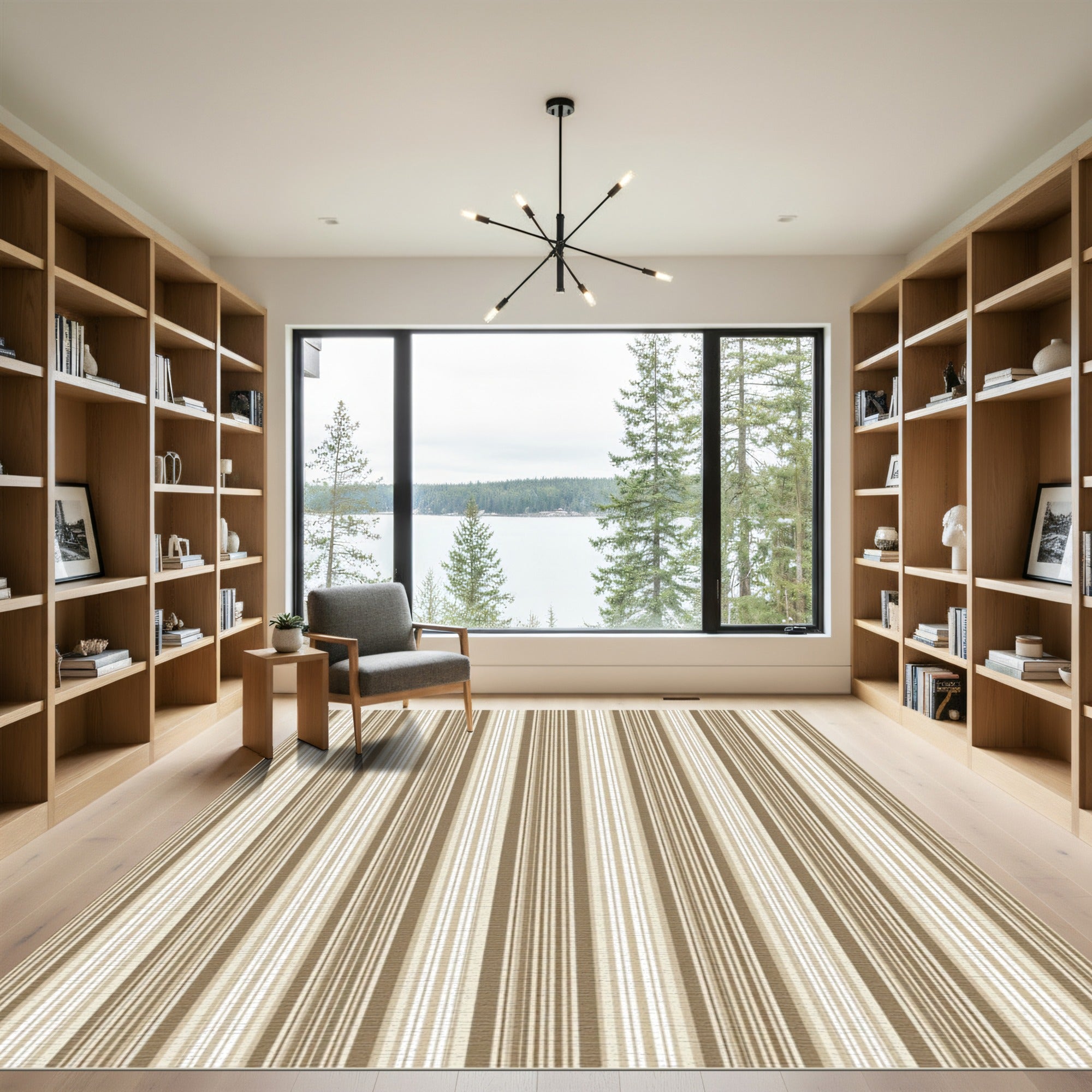 Earthy Tone Vertical Stripe Texture Rug