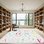 Alphabet Floral Whimsical Color Letter Collage Rug