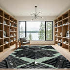 Black Geometric Pyramid Tribal Arrangement Rug