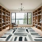 Charcoal Gray Brushstroke Stripe Rug