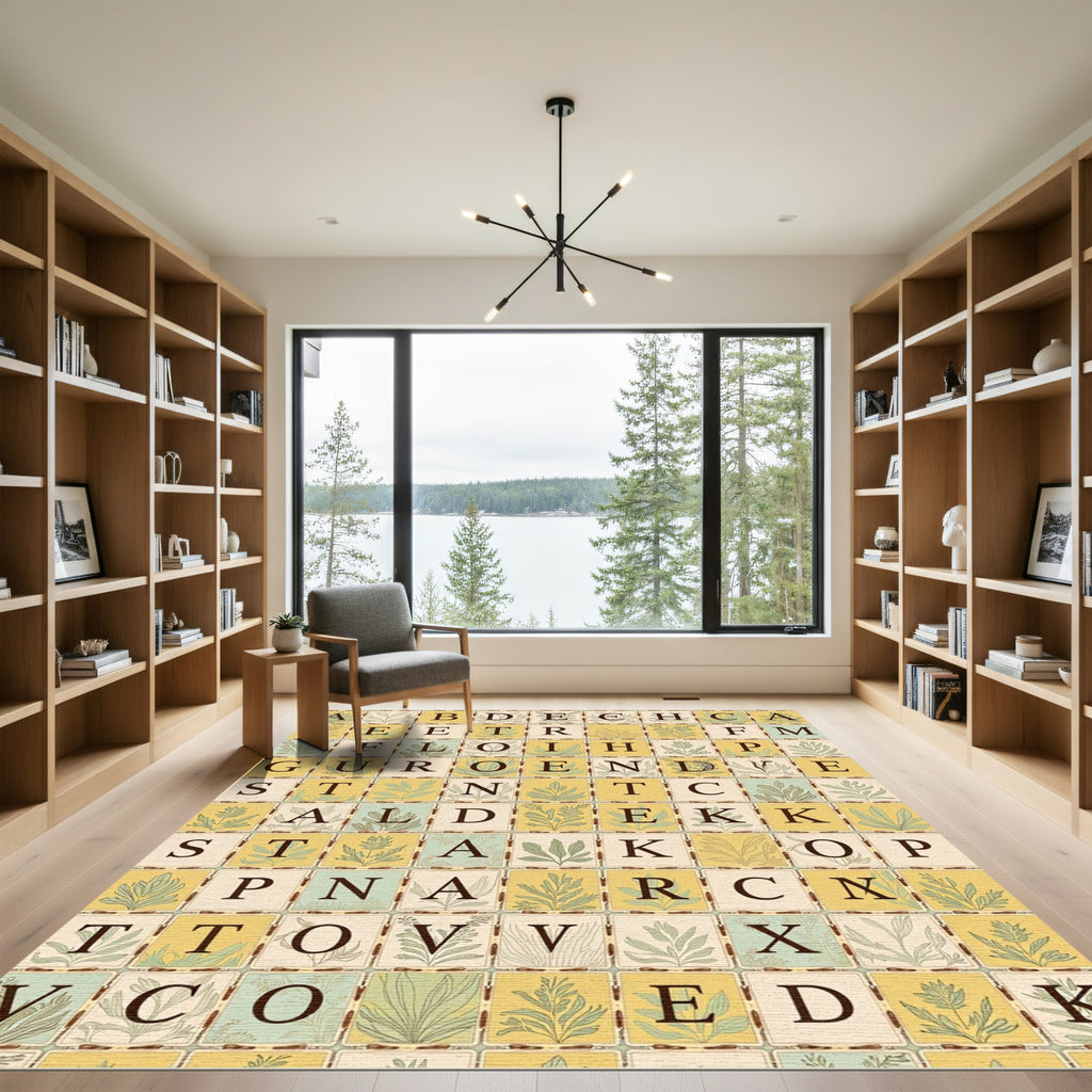 Alphabet Garden Botanical Tile Rug