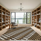 Earthy Hazel Diagonal Houndstooth Plaid Rug
