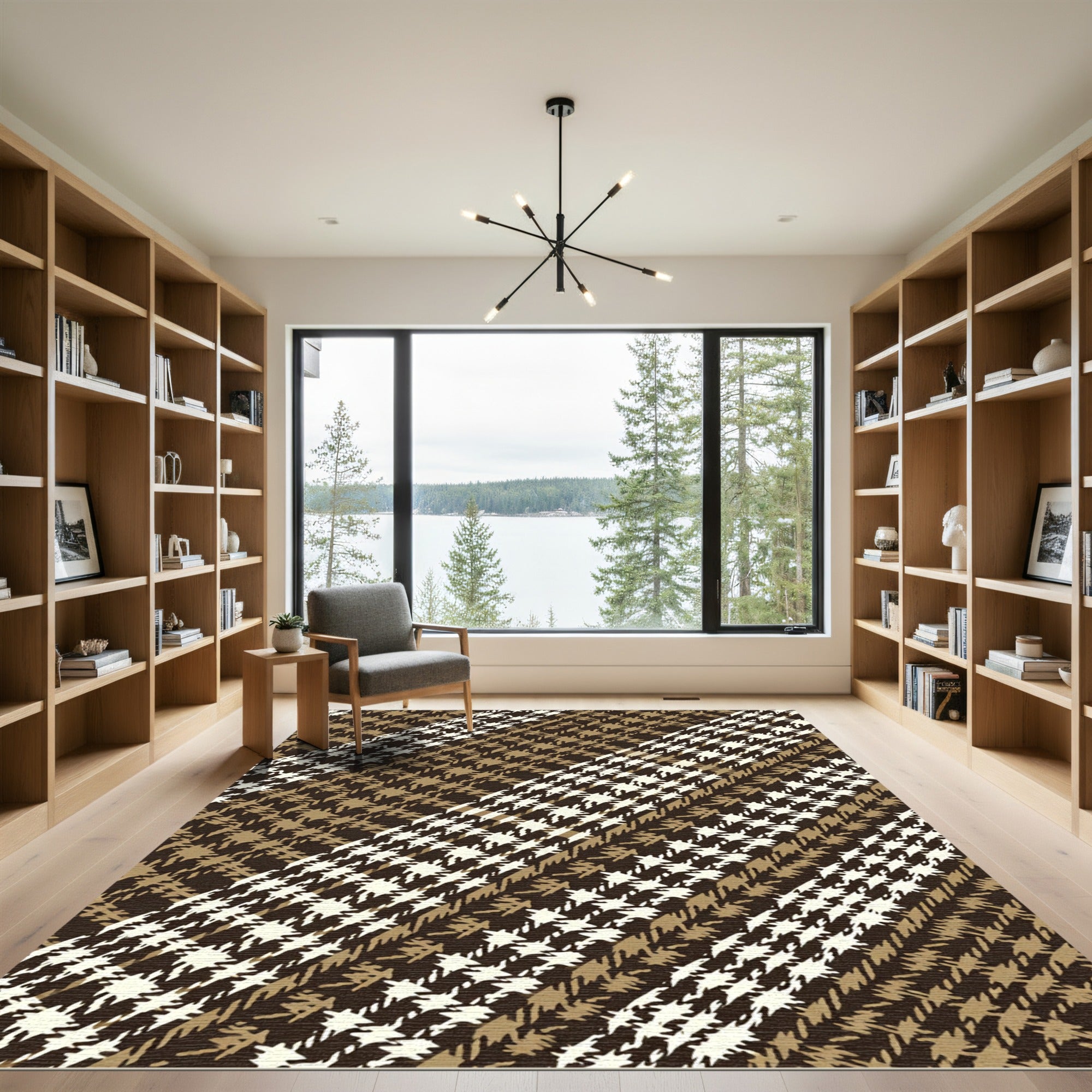 Earthy Hazel Diagonal Houndstooth Plaid Rug