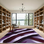 Sophisticated Deep Purple Abstract Brushstroke Rug