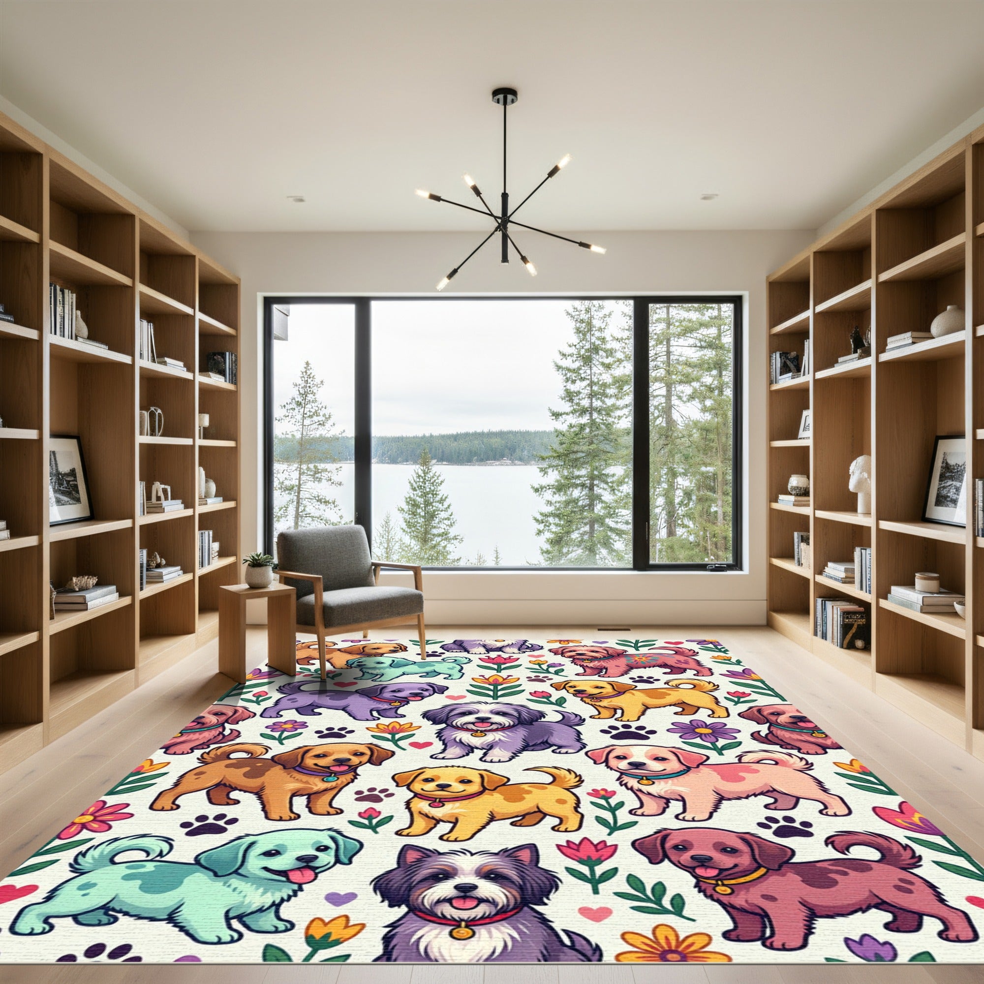 Playful Colorful Whimsical Puppy Garden Rug