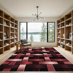 Modern Deep Red Interlocking Woven Texture Rug