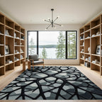 Modern Monochrome Geometric Neural Grid Rug