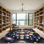 Celestial Moon Phases Spiral Galaxy Rug