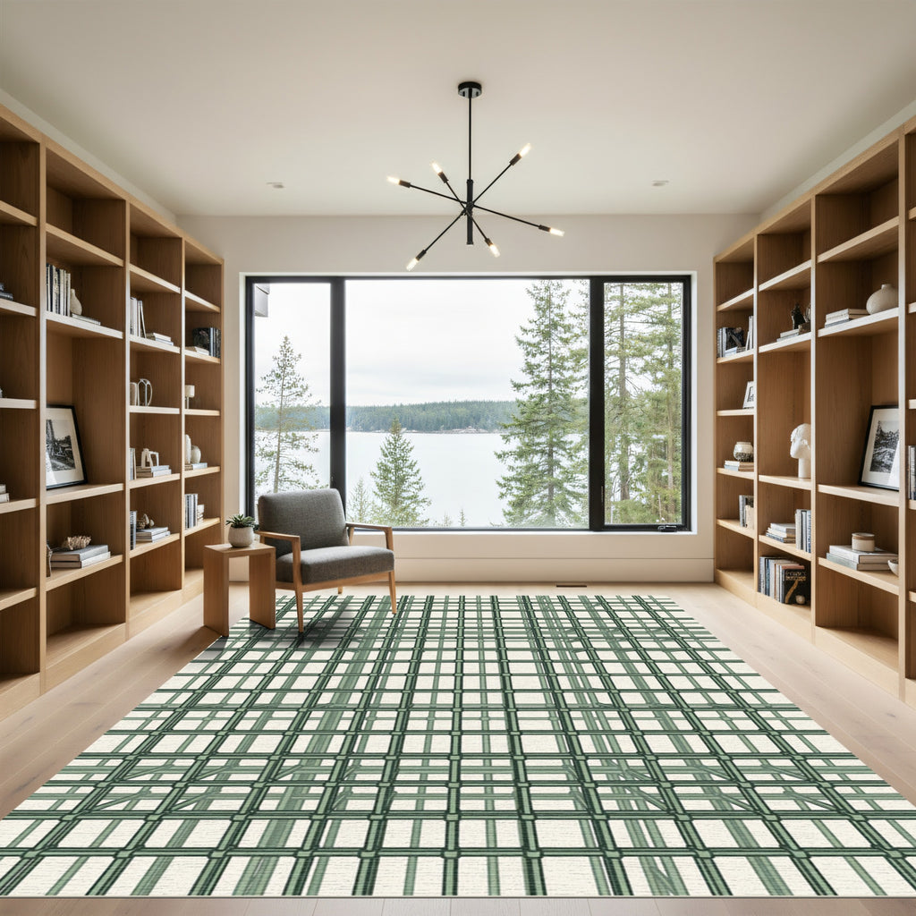 Green Geometric Cubic Structure Rug
