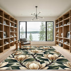 Cream Magnolia Flower Branch Garden Rug
