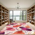 Crimson Pink Splatter Amoeba Movement Rug