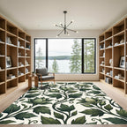 Verdant Green Floral Vine Arrangement Rug