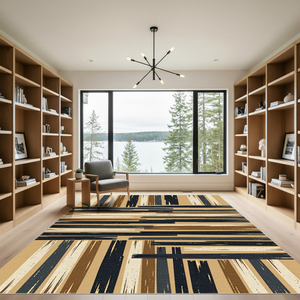 Earthy Tones Brushstroke Stripe Rug