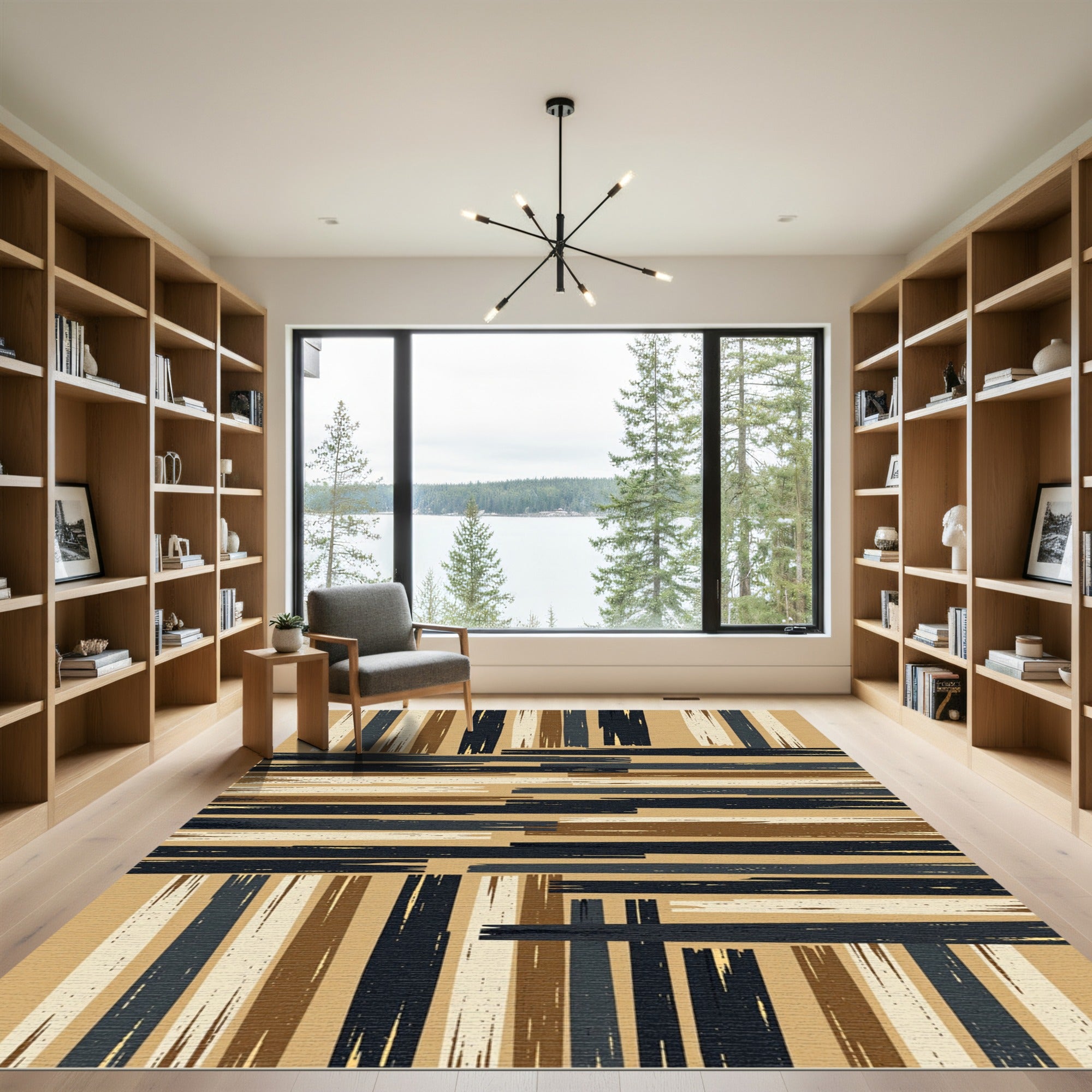 Earthy Tones Brushstroke Stripe Rug