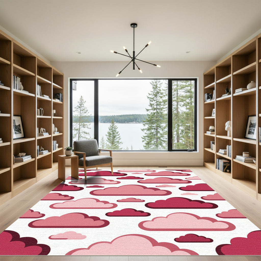 Crimson Pink Cloud Cluster Medley Rug