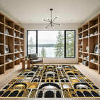 Golden Archway Geometric Mosque Landscape Rug