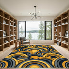 Layered Yellow Gray Arch Composition Rug