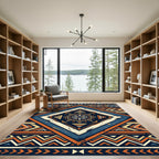 Navajo Diamond Blue Orange Chevron Rug