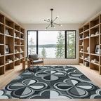 Sophisticated Slate Gray Clover Geometric Rug