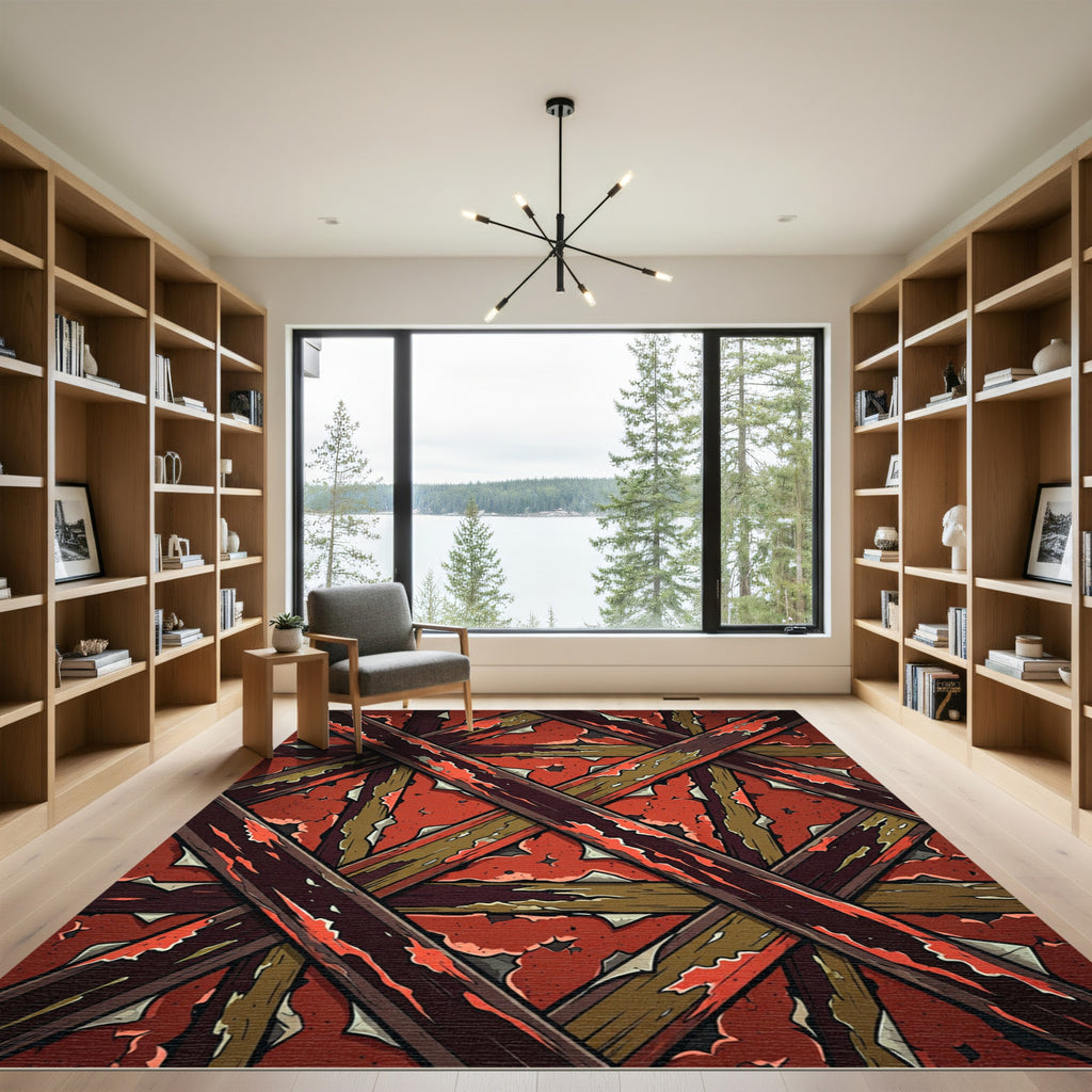 Rustic Crossed Wood Texture Rug