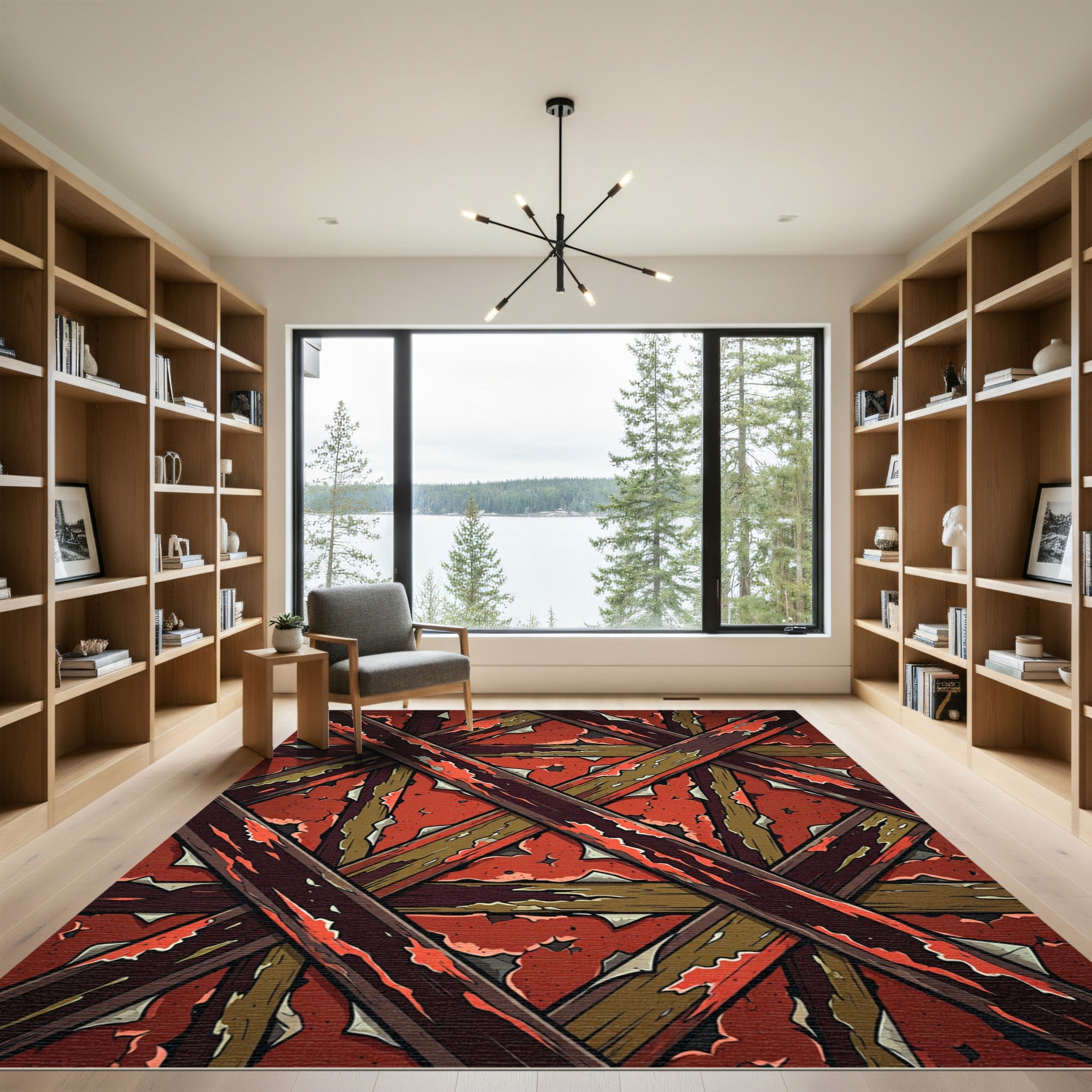Rustic Crossed Wood Texture Rug