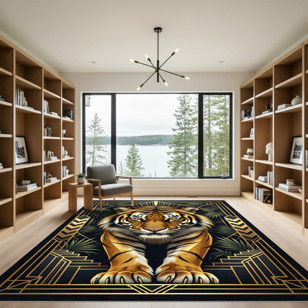 Golden Tiger Art Deco Jungle Rug