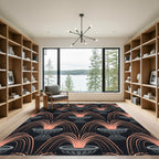 Elegant Peach Fountain Cascade Art Rug