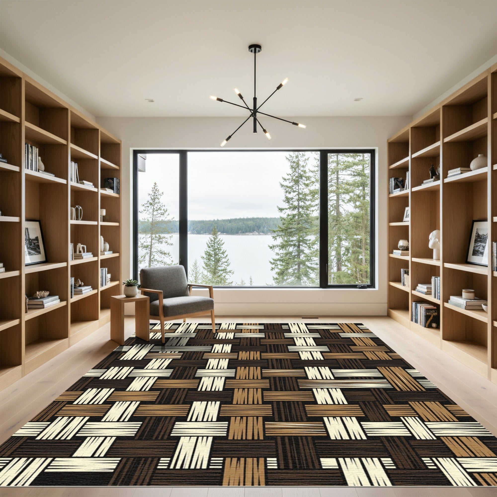 Woven Earth Tone Basket Weave Rug