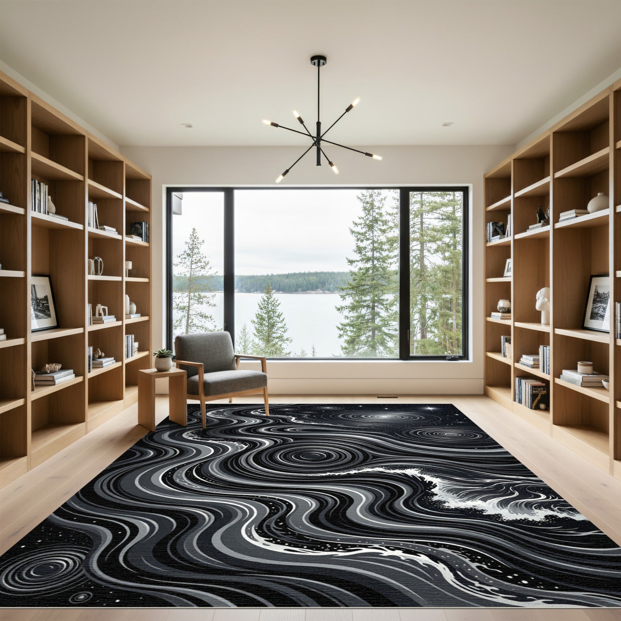 Monochromatic Swirl Galaxy Wave Rug