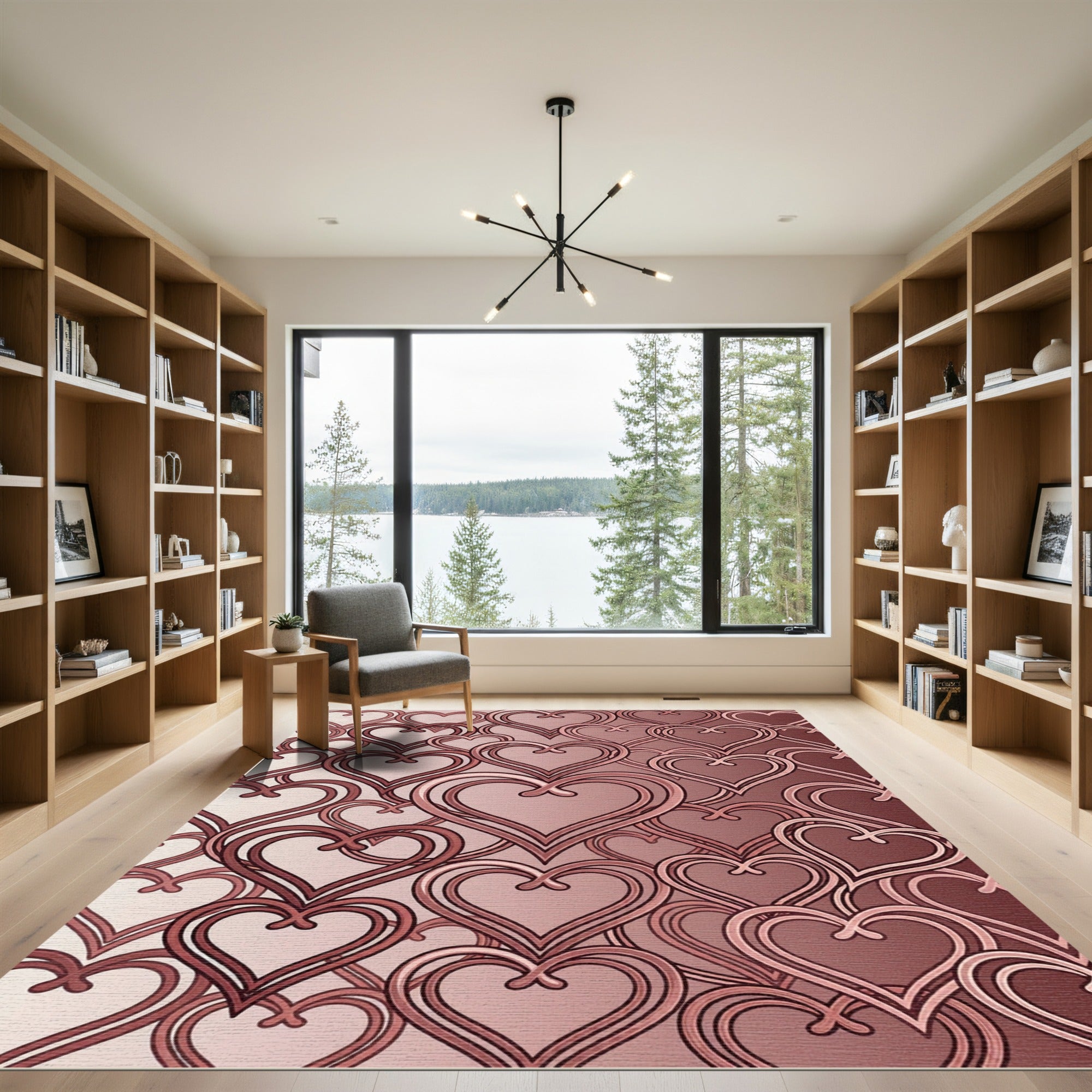 Crimson Heart Chain Gradient Rug