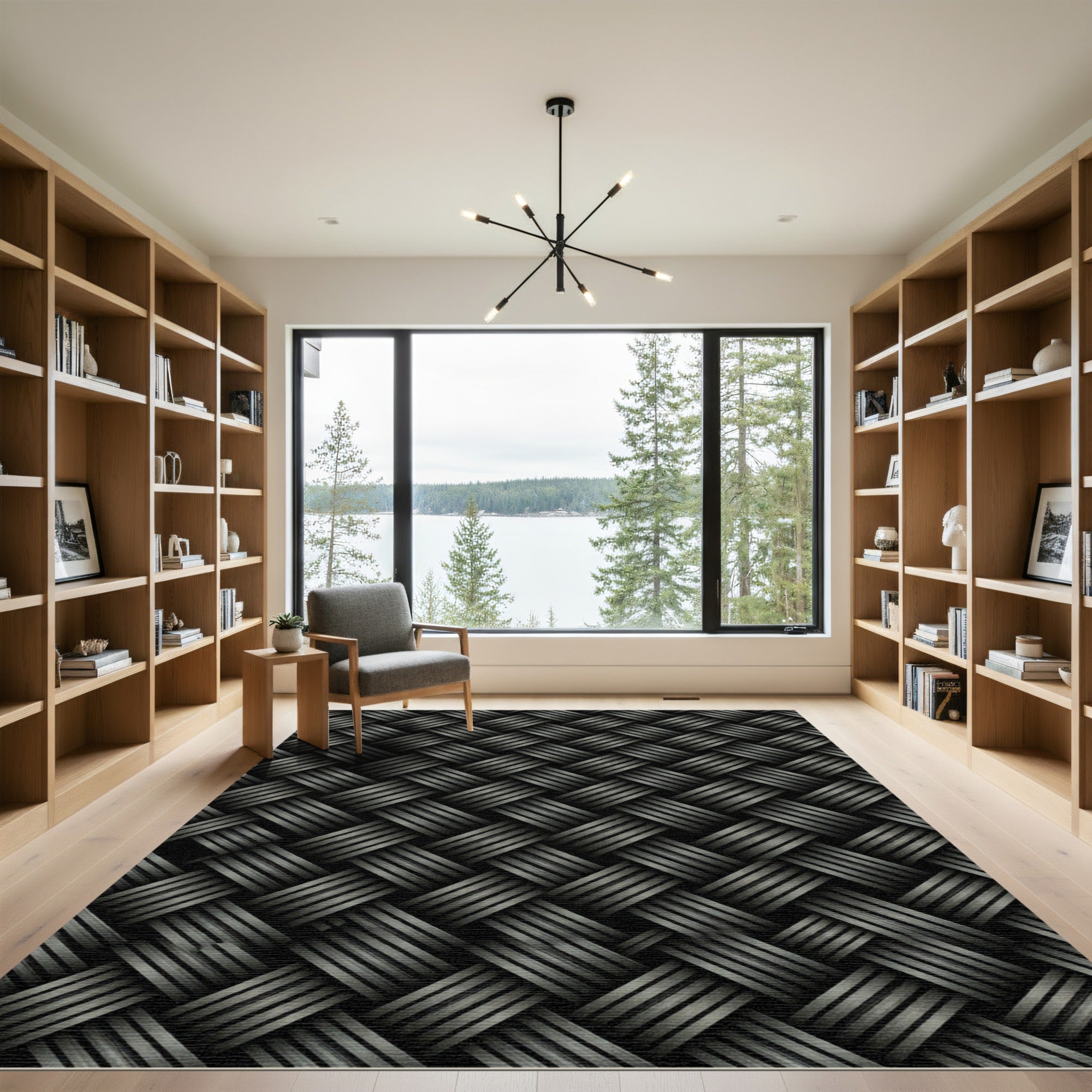 Charcoal Grey Interlocking Strands Rug