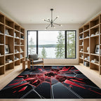 Shattered Crimson Glass Abstract Geometric Rug