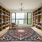 Ornate Blush Damask Fleurette Medallion Rug