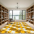 Bold Amber White Jagged Houndstooth Rug