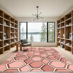 Geometric Hexagon Soft Rose Blush Tile Rug