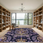 Regal Purple Gold Laurel Crown Crest Rug