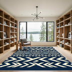 Bold Navy Cream Geometric Aztec Rug