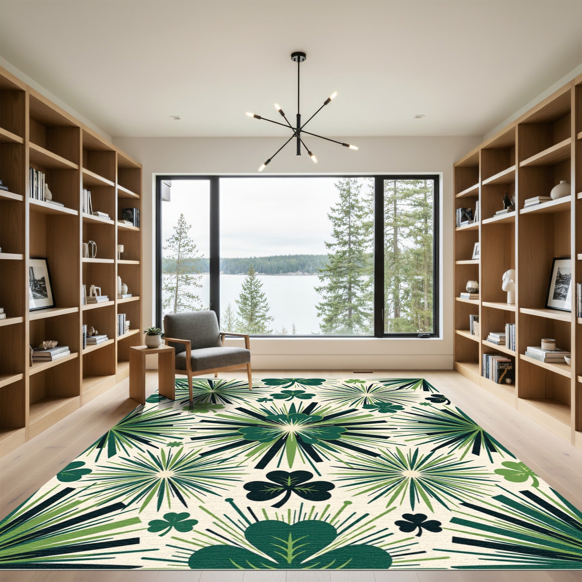 Green Clover Burst Radiance Rug