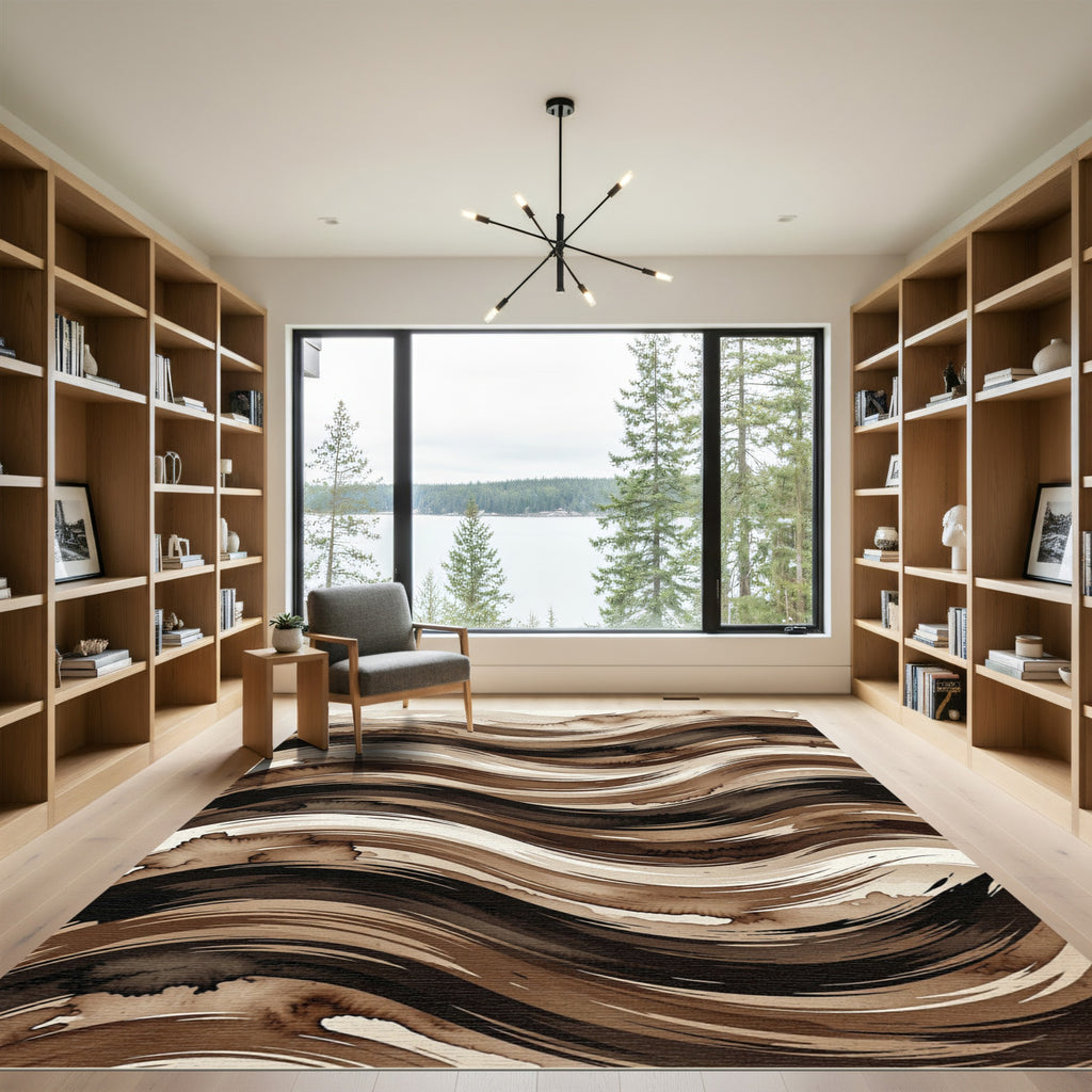 Earthy Abstract Brush Stroke Rug