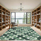 Green Interlocking Diagonal Stripe Rug