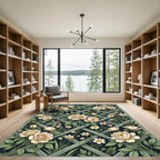 Cream Peony Trellis Botanical Art Rug