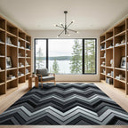 Geometric Monochrome Zigzag Chevron Art Rug