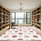 Dusty Rose Polka Dot Composition Rug