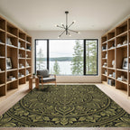 Gold Mandala Art In Black Rug