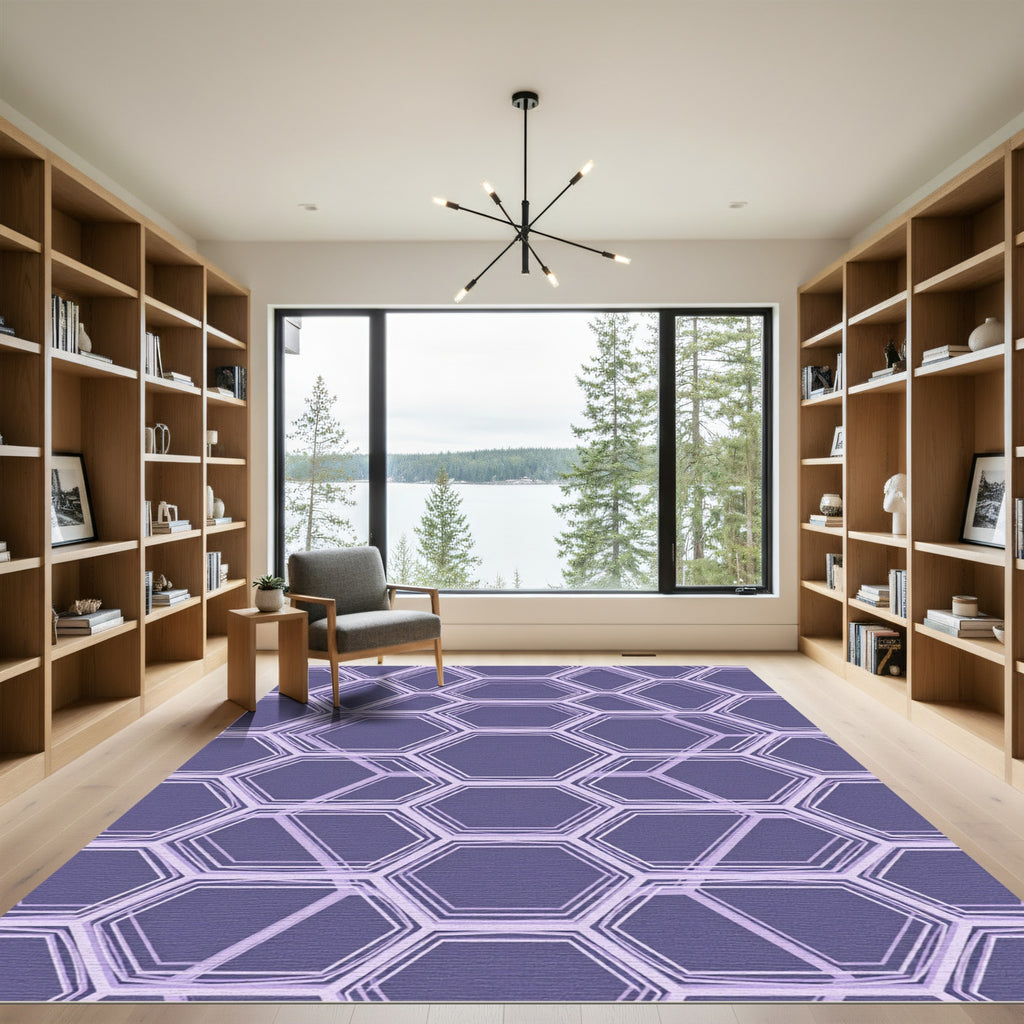 Sophisticated Lavender Geometric Honeycomb Rug