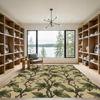 Vintage Sage Clematis Vine Botanical Rug