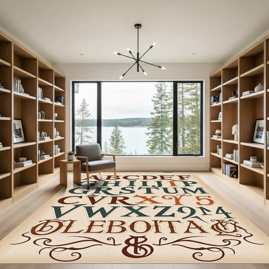 Antique Typographic Alphabet Elements Rug
