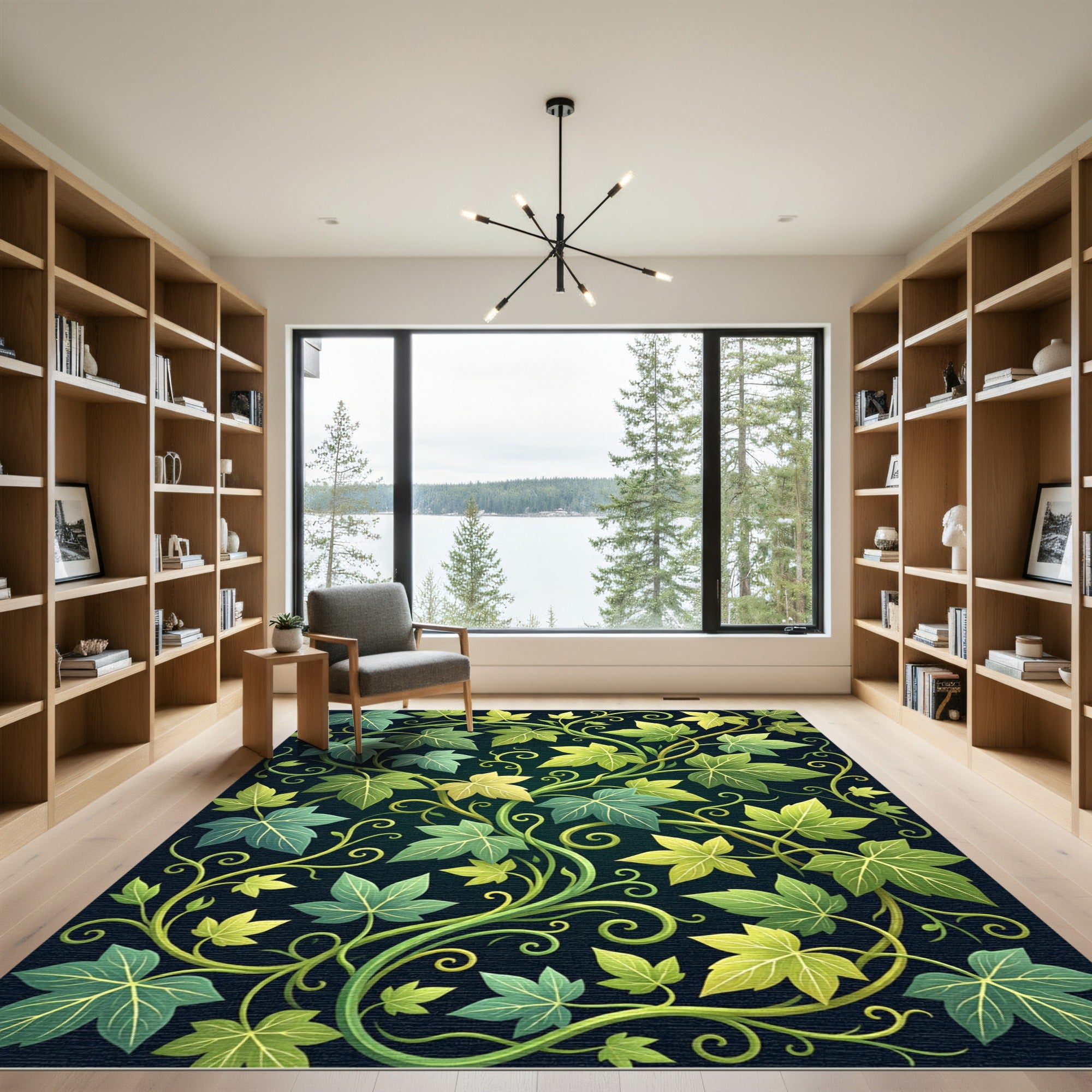 Lush Green Botanical Ivy Vine Rug