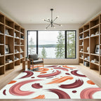 Abstract Terracotta Swirl Brush Stroke Rug